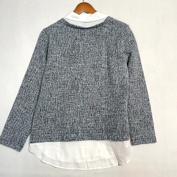 Ann Taylor Factory Tweed V-Neck Faux Layered Top Sweater - Size L‎ - Picture 3 of 7